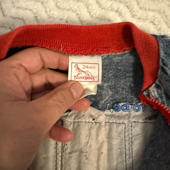Buster Brown "Board To Be Wild" Embroidered Blue Denim Acid Wash Jacket 24 Mos. - Picture 5 of 6